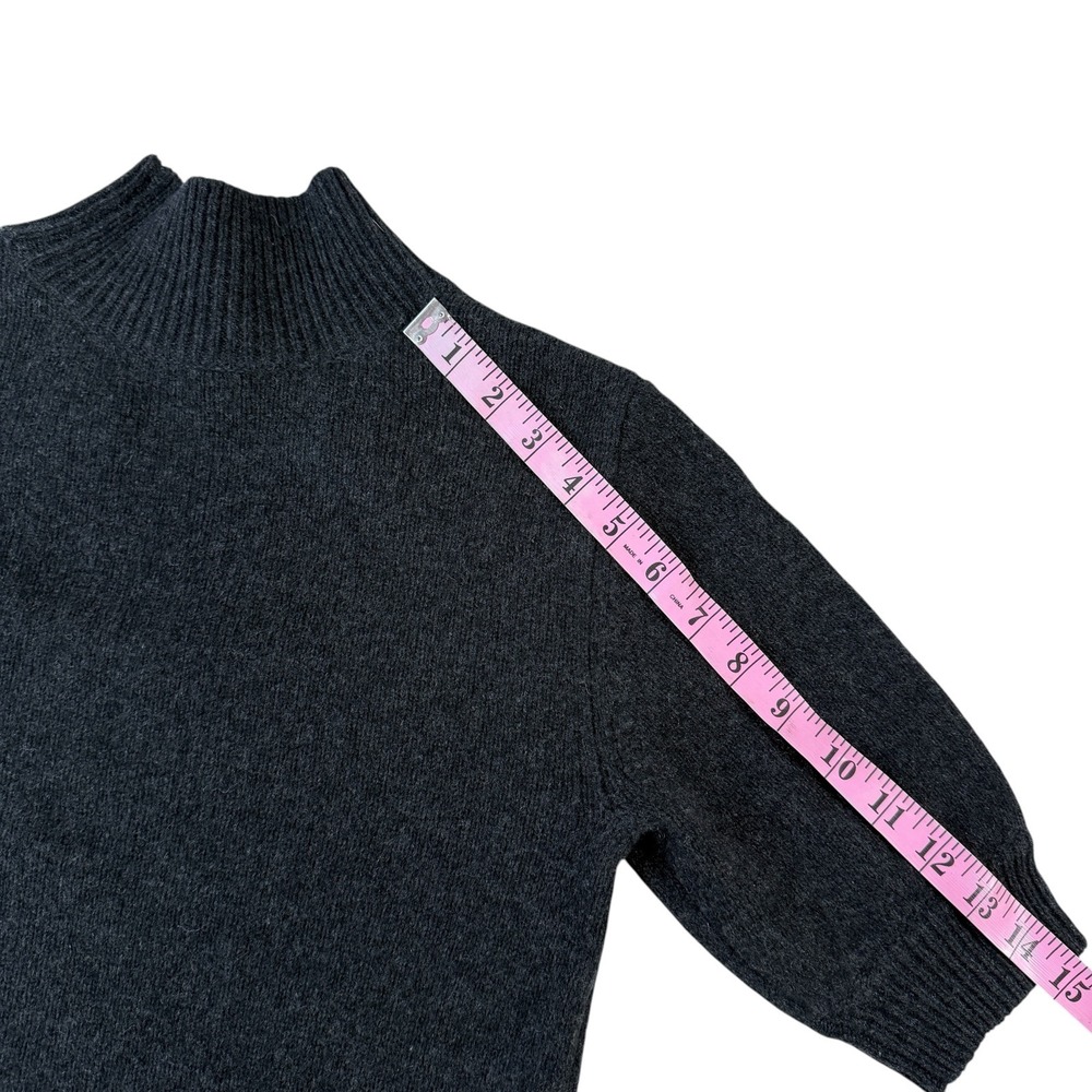 FRAME Dark Gray 100% Cashmere Cutout Mock Neck Short Sleeve Knit Sweater Small - Picture 7 of 10
